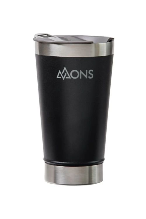Copo Térmico Mons Em Aço Inox - 473ml - Com Tampa - Preto Fosco