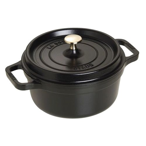 CAÇAROLA STAUB REDONDA EM FERRO FUNDIDO PRETO 22CM 405093050