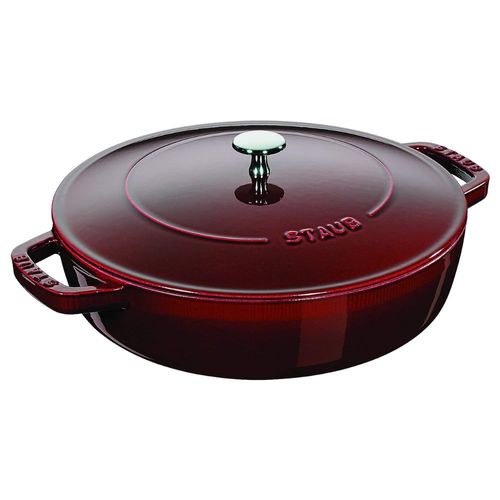 CAÇAROLA STAUB REDONDA BAIXA CHISTERA EM FERRO FUNDIDO VERMELHO 28CM 405115130