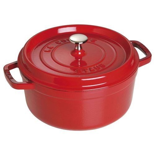 CAÇAROLA STAUB REDONDA EM FERRO FUNDIDO VERMELHO CEREJA 24CM 405098350