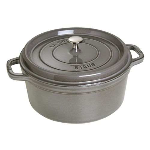 CAÇAROLA STAUB REDONDA EM FERRO FUNDIDO CINZA GRAFITE 28CM 405093140