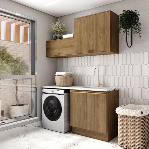 Lavanderia Modulada Kappesberg Celeste 3 Peças Nogueira
