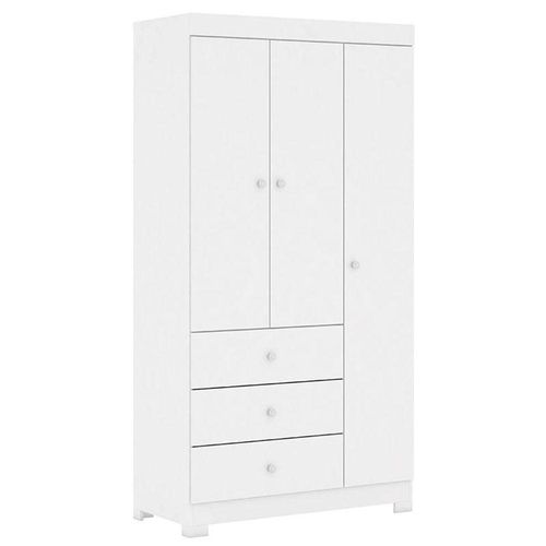 Guarda Roupa Infantil Duda 3 Portas Branco Brilho - Phoenix Baby