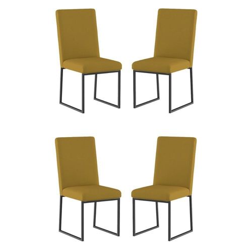 Kit 4 Cadeiras Para Mesa De Jantar Base Industrial Preto Balaqui Capuccino