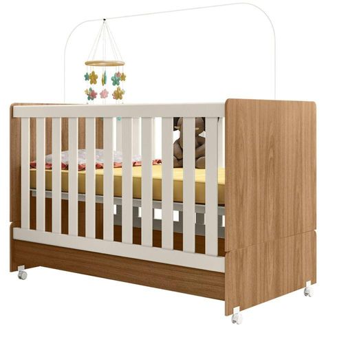 Berço Mini Cama 2 Em 1 Encanto Nature Off White Plla