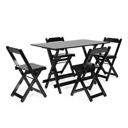 Conjunto Dobrável 120 X 70 Com 4 Cadeiras Preto - M.b Móveis