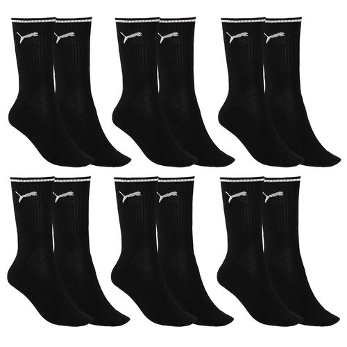 Kit 6 Pares de Meia Puma Esportiva Cano Longo Masculina - Preto