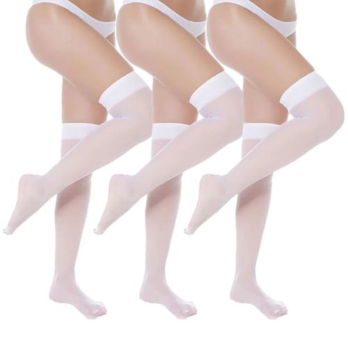 Kit 3 Pares de Meia Selene 7/8 Transparente Fio 15 Feminino - Branco