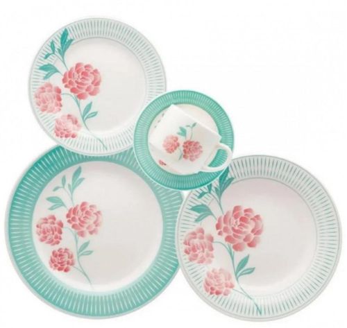 Aparelho De Jantar 20 Peças Louça Retro Luxo Bloom - Oxford