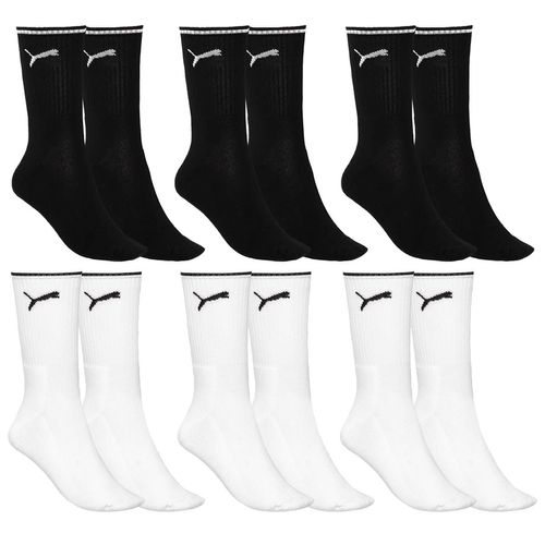 Kit 6 Pares de Meia Puma Esportiva Cano Longo Masculina - Preto e Branco