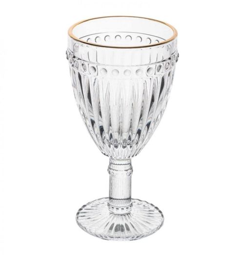 Taça de Agua de Vidro Filete Dourado Empire 325 ml - Lyor
