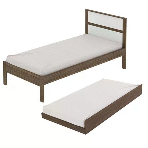 Cama Solteiro Com Auxiliar Cm8004 Cm8008 Qt7 Nogal Branco Tecno Mobili Nogal Branco