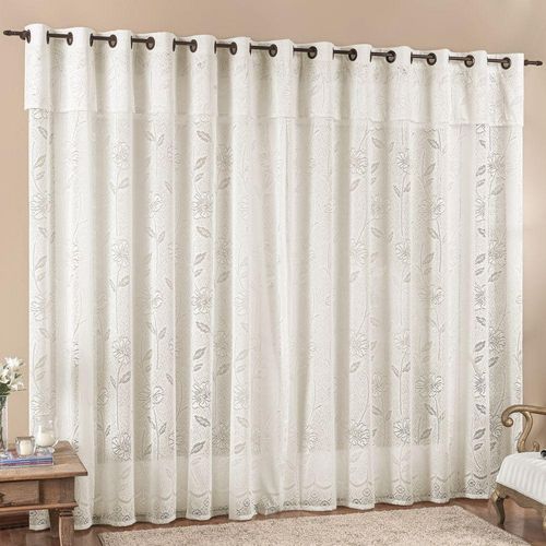 Cortina 4 Mts Sala Quarto Luna Renda Para Varão Baratissima Palha - 100% Poliéster