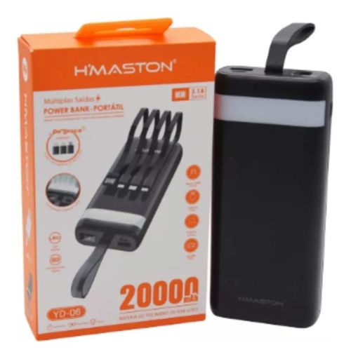 Carregador Power Bank Com Luz Led Turbo 20.000mah YD-06 H´maston Preto