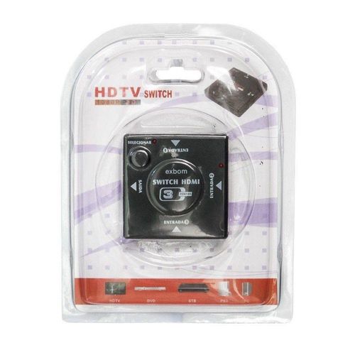 Adaptador Switch Para Cabo Hdmi 3 Entrada 1 Saídas HDMI