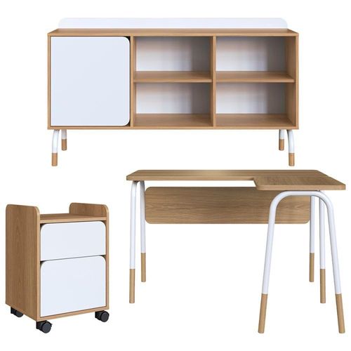 Conjunto Escritório Mesa Balcão Gav 28002x998x995 Hanover Branco Artesano Hanover Branco