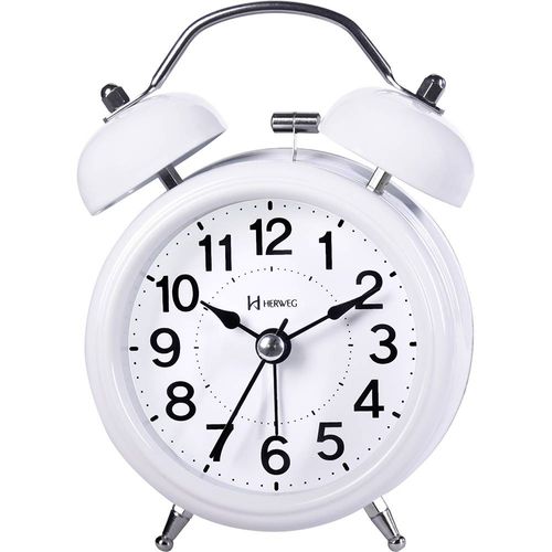 Despertador Quartz Herweg Ref:2707-021 Branco Campainha