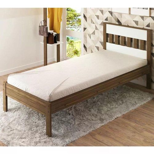 Cama Solteiro Cm8006 Nogal Branco Tecno Mobili Nogal Branco
