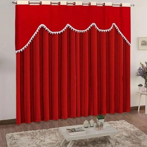 Cortina Celine Para Varão Em Malha 3,00m X 2,50m Sala Quarto - Vermelha