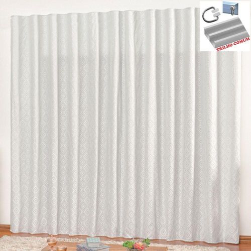 Cortina Em Jacquard Degradê 4,00 X 2,70 Para Trilho Comum - Branca