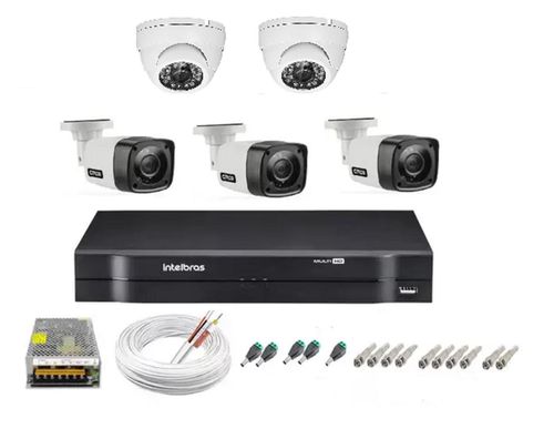 Kit cftv 5 cameras de segurança hd + dvr 8ch Intelbras full hd