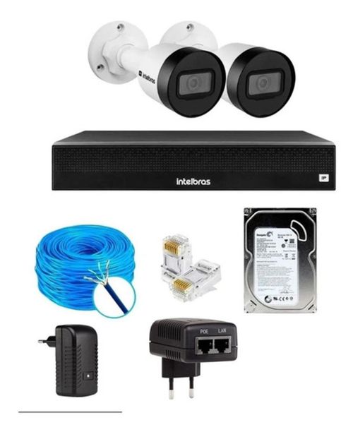 Kit Cftv 2 Câmeras Ip Intebras 1130 Nvd Intelbras 1404
