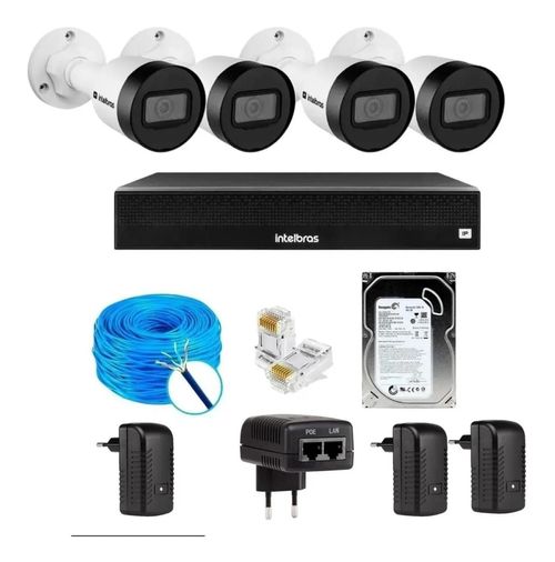 Kit Cftv 4 Câmeras Ip Intelbras Vip 1130 Nvd Intelbras 1404