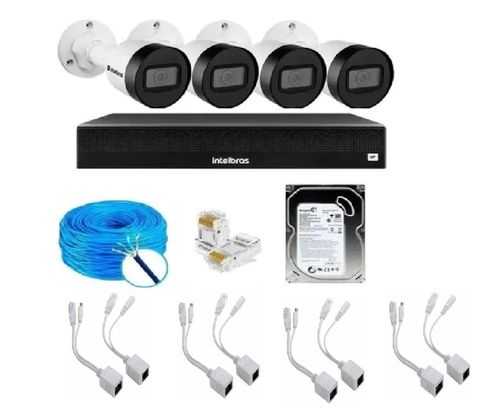 Kit Cftv 4 Câmeras Ip Intebras 1130 Nvd Intelbras 1404