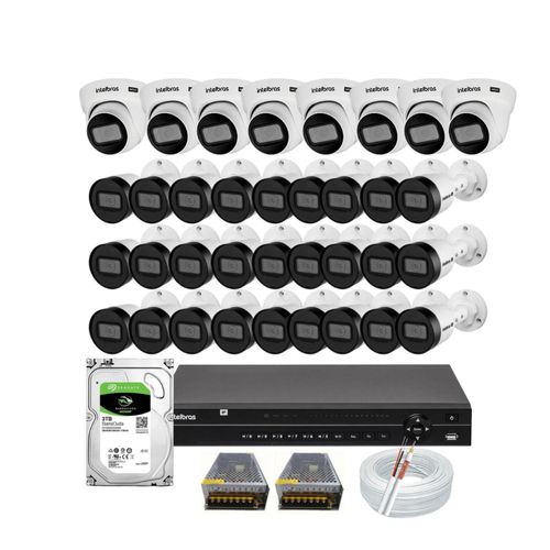 Kit Intelbras 32 câmeras de Segurança Vhd 1130 30m Dvr de 32 canais MHDX 1232 Hd 3tb