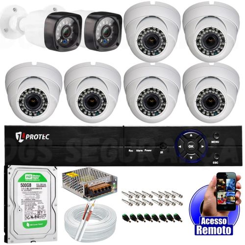 Kit 8 Câmeras Segurança Full Hd 1080p Digitais Infra Dvr 4 Canais P2p