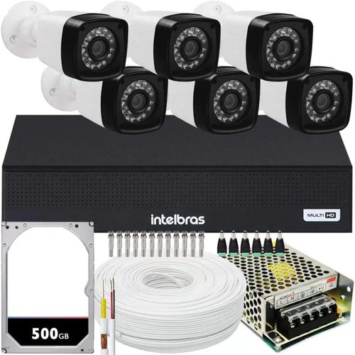 Kit 6 Câmeras de Segurança hd Dvr intelbras full hd 8ch mhdx c/hd