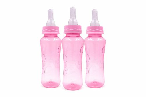 KIT 3 MAMADEIRAS PETITA 240 ML RELEVO COLOR BICO REDONDO