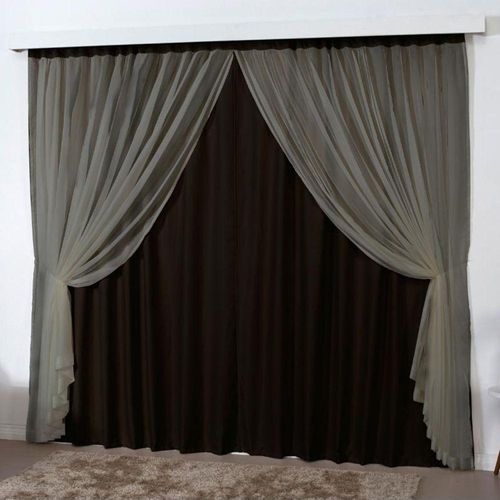 Cortina Mirage 2 Mts Sala Quarto Blackout Voal Trilho Comum - Tabaco