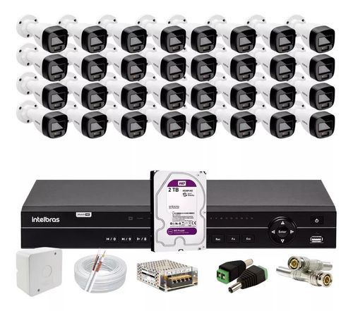 Kit Intelbras 32 Cameras Vhd 1120b Full Color,dvr 32ch Mhdx 1232 HD 2tb