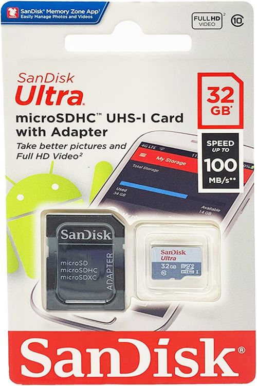 Cartão De Memória MicroSD 32GB 100MB/s Ultra Classe 10 Sandisk