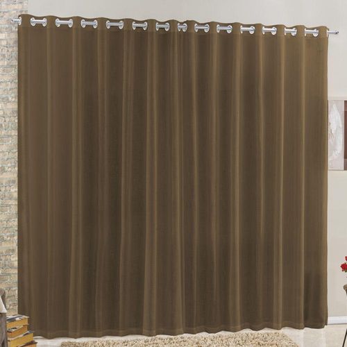 Cortina 2 Mts Sala Quarto Voal E Linho Para Varão Barata Tabaco