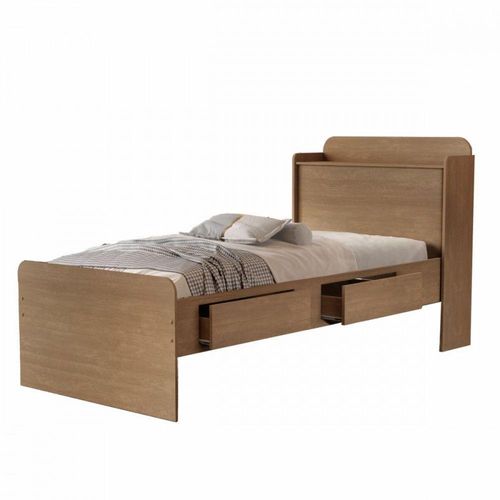Cama De Solteiro Com Baú Tamiris Castanho Wood Cambel Castanho Wood