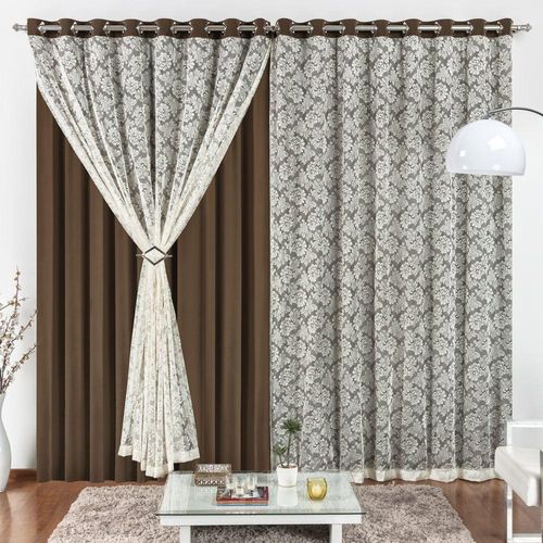 Cortina 4 Mts Sala Quarto Malha Renda Para Varão Baratissima Tabaco