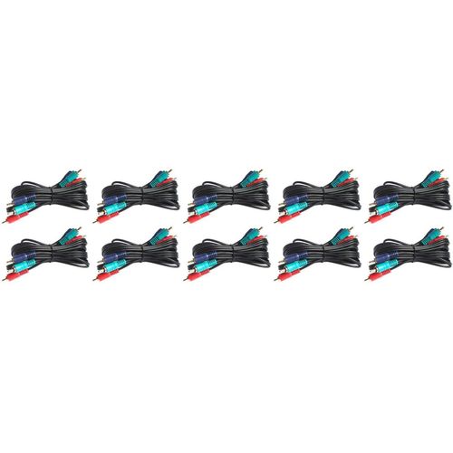 Pacote c/ 10 Cabo Video Componente 3 x 3 RCA 2 Metros