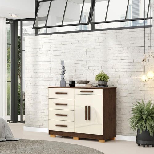 Cômoda Sapateira 5 Gavetas 2 Portas 122 Cm Siri 20019 Vlr Imbuia Campanhe
