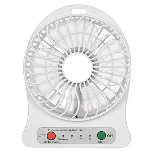 Mini-Ventilador De Mesa Usb Bateria Recarregavel BRANCO