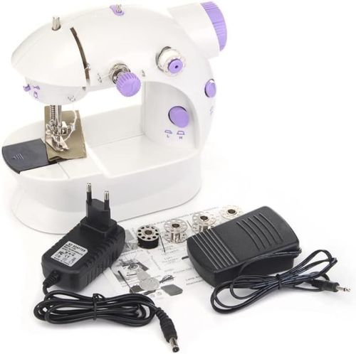 Mini Máquina De Costura Portátil Bivolt Com Pedal SM202