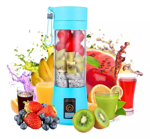 Mini Liquidificador Portatil Com Bateria Recarregavel Eletrico Para Sucos Vitaminas Shakes COR AZUL