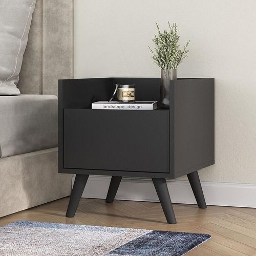 Mesa De Cabeceira 40cm+Pés Retrô Mp4041 Preta