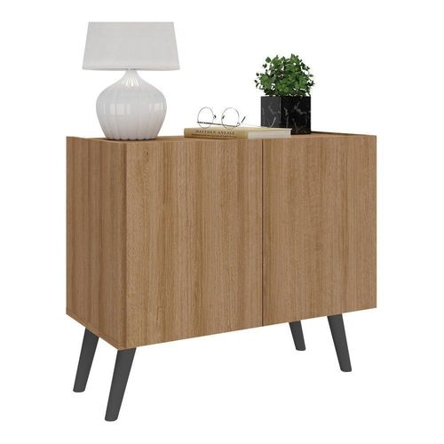 Mesa De Cabeceira Retrô 2 Portas Multimóveis Mp4133 Rustic/preta Rustic/preto