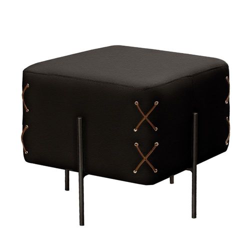 Puff Banqueta Eros Luxo Preto Castellar Móbile Corino Preto Corino Preto