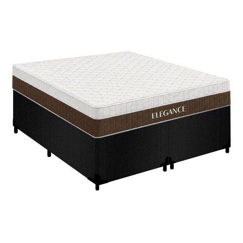 Cama Box com Colchão King Elegance Pillow Top Molas Ensacadas Suede Preto Royal