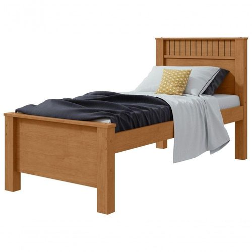 Cama Solteiro Athenas com Cama Auxiliar MDF Amêndoa Móveis Lopas
