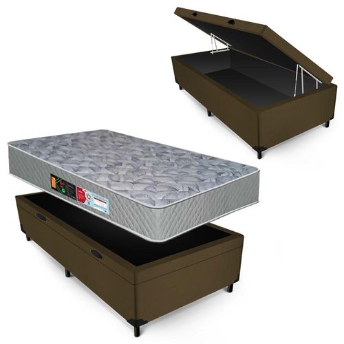 Conjunto Castor Espuma D33 Sleep Max Box Baú Max Ultra Suede Marrom Solteiro 88x188x67cm