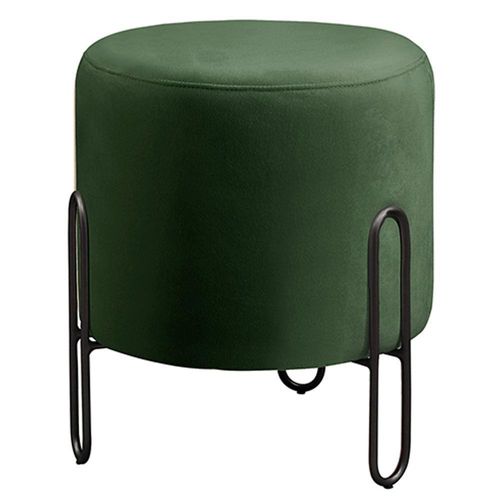 Puff Banqueta Mali Luxo Base Preta Castellar Móbile Veludo Verde